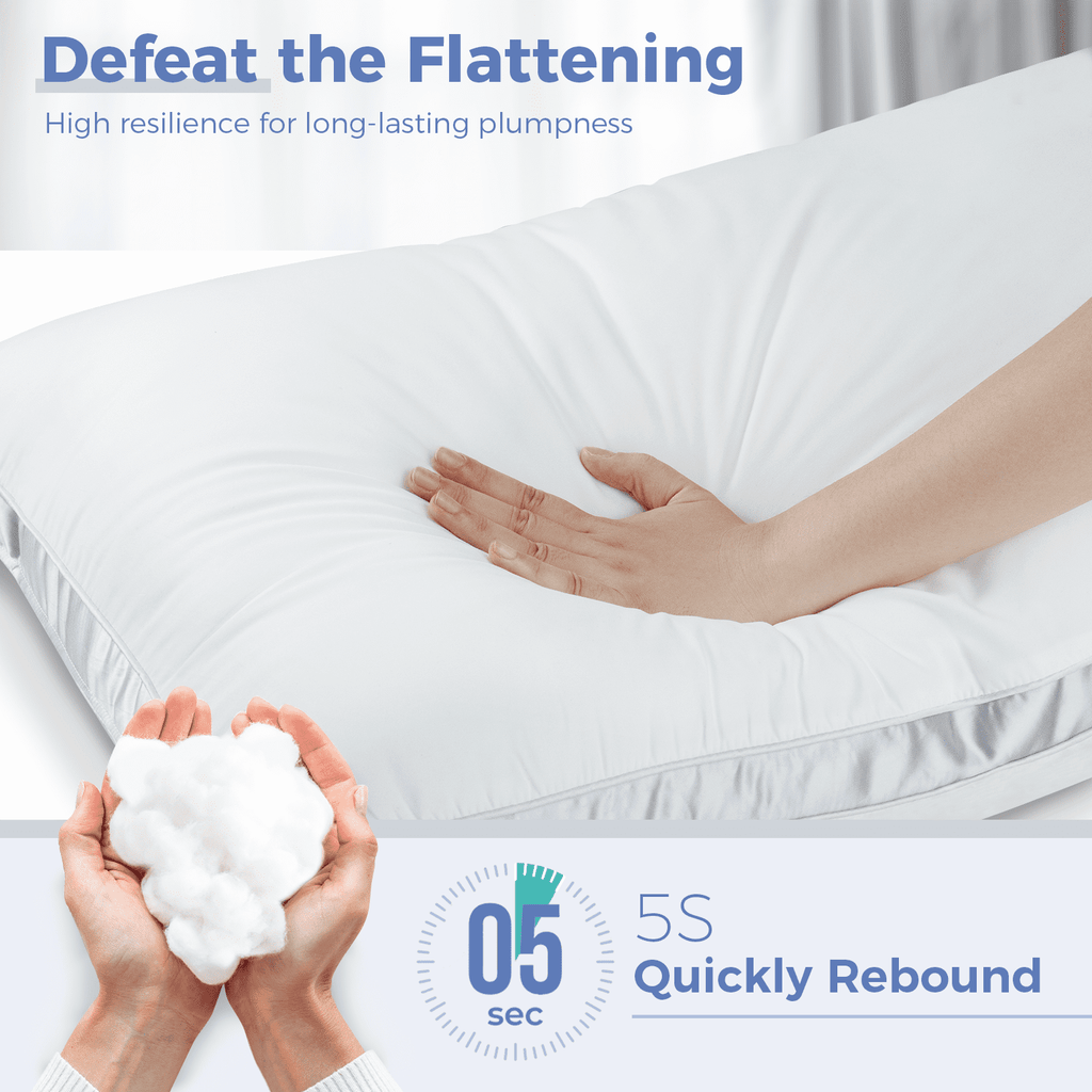 Fluffy Shredded Bed Pillows King Size Set of 2, Luxury Hotel Quality,Fluffy and Supportive Gusseted Bed Pillows for Side, Back, or St... - Ergonomic Memory Foam Pillow for Neck Pain Support Detail