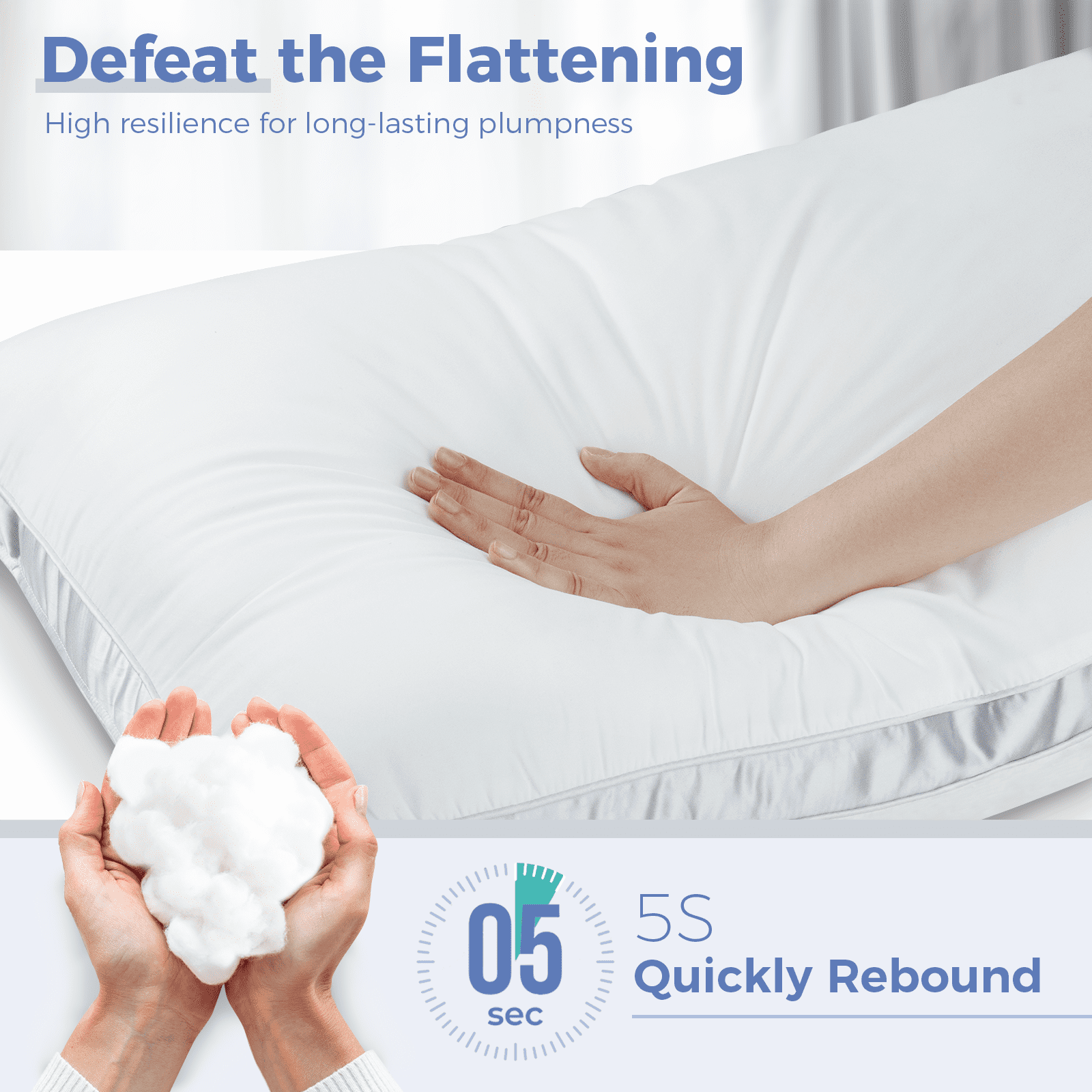 Fluffy Shredded Bed Pillows King Size Set of 2, Luxury Hotel Quality,Fluffy and Supportive Gusseted Bed Pillows for Side, Back, or St... - Ergonomic Memory Foam Pillow for Neck Pain Support Detail