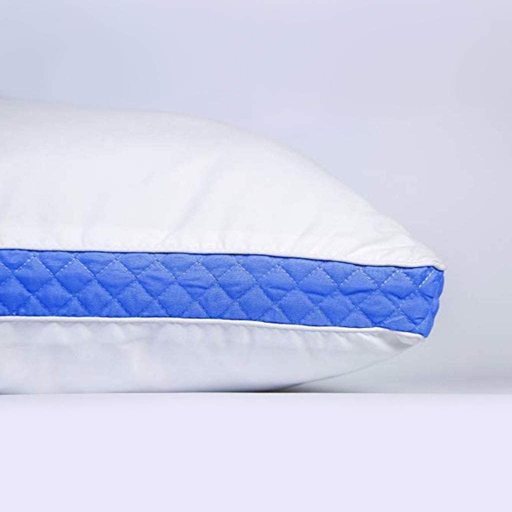 Fluffy Shredded Gusseted Quilted King Size Bed Pillows Set of 2, Blue Bed Pillows for Side Sleepers and Back Sleepers - Ergonomic Memory Foam Pillow for Neck Pain Support Detail
