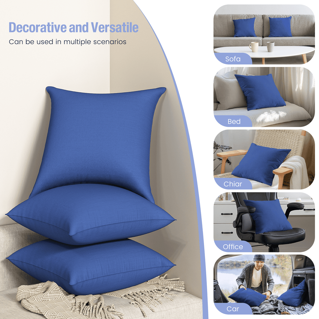 Decorative Plump Throw Pillow Inserts Set of 2, Indoor Decorative 18x18 inches Square Pillows for Couch, Sofa, Bed, Supportive Cushion... - Decorative Throw Pillow Cushion for Sofa & Bed Detail