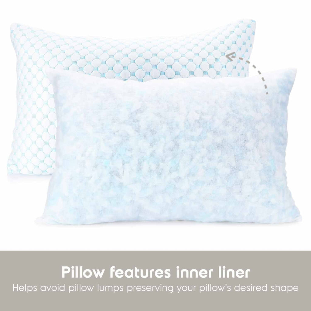 Hotel Collection Cooling Pillows for Bed, Memory Foam Bed Pillow, Queen Pillows 20” X 28”, 2 Pack - Decorative Throw Pillow Cushion for Sofa & Bed Detail