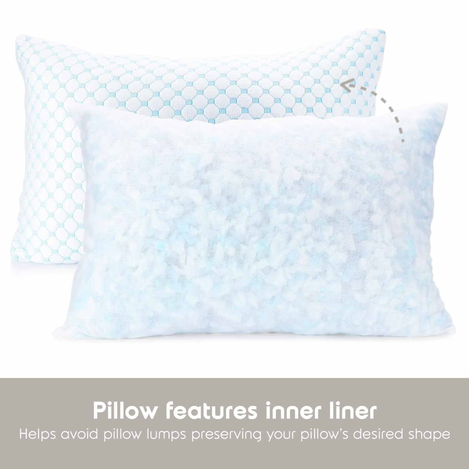 Hotel Collection Cooling Pillows for Bed, Memory Foam Bed Pillow, Queen Pillows 20” X 28”, 2 Pack - Decorative Throw Pillow Cushion for Sofa & Bed Detail