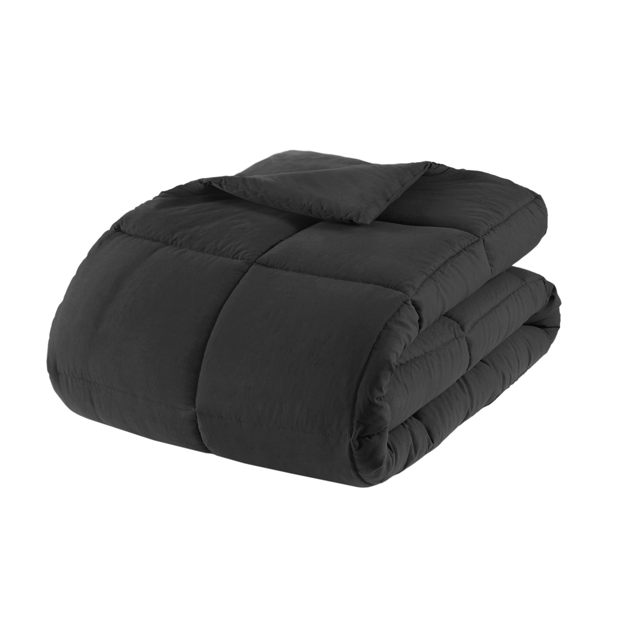 All-Season All in One Down Alt Reversible Comforter and Sheet set- 5 Piece, Twin, Black - Cloud-Like Soft Lightweight Bed Comforter Detail
