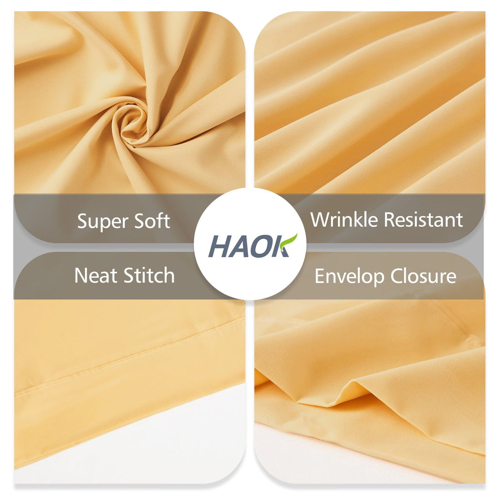 Decorative Plump Solid Print Pillow Cases, King, Beige, 2-Pieces - Decorative Throw Pillow Cushion for Sofa & Bed Detail