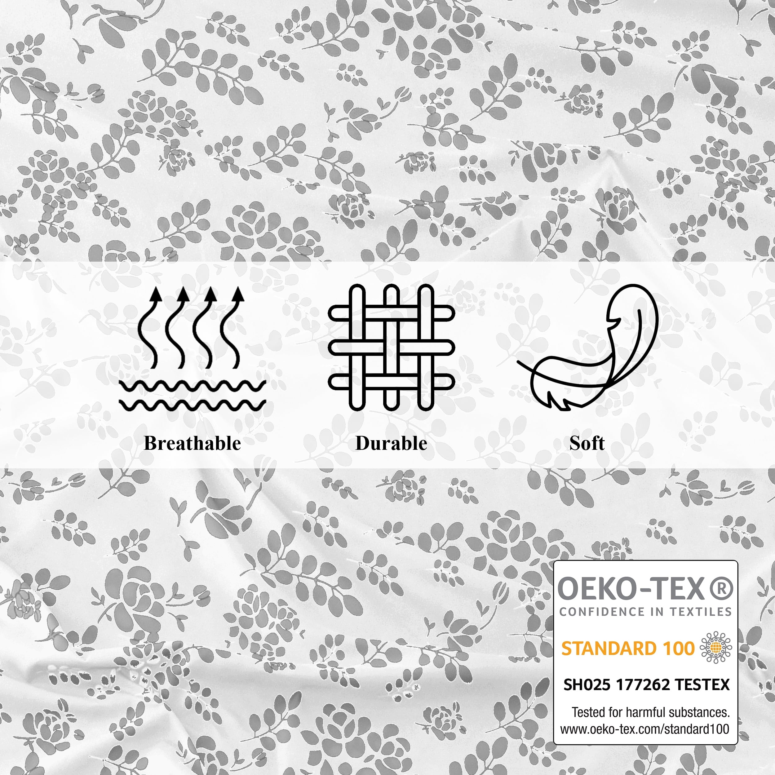 Wrinkle-Resistant Lux Decor Twin Microfiber Bed Sheets - 3 Piece Floral Sheet Set, Soft Breathable Bedding, Wrinlkle Resistant, OEKO-TE... - Cooling Hotel Quality Bedding Sheets and Pillowcases Detail