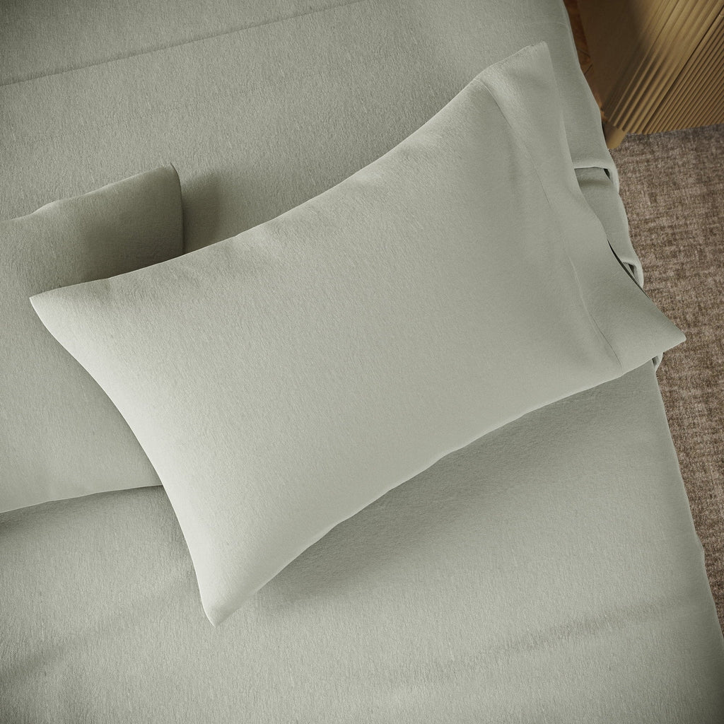 Premium Egyptian Cotton Solid 4-Piece 100% Cotton Washed Percale Sage Green Sheet Set, Full - Premium Ultra-Soft Pillowcase Pair for Sleeping Detail
