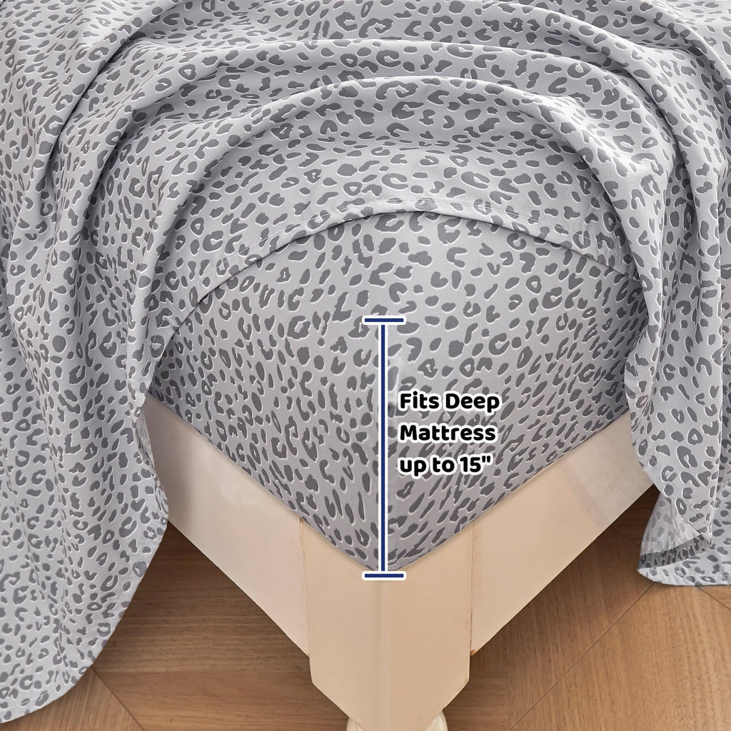 Ultra-Soft Floral King Sheets, Soft Breathable Microfiber Printed Bed Sheet Set, Deep Pocket Non-Slip Fitted Sheet Included - Luxury Bed Sheet Set with Deep Pockets Detail