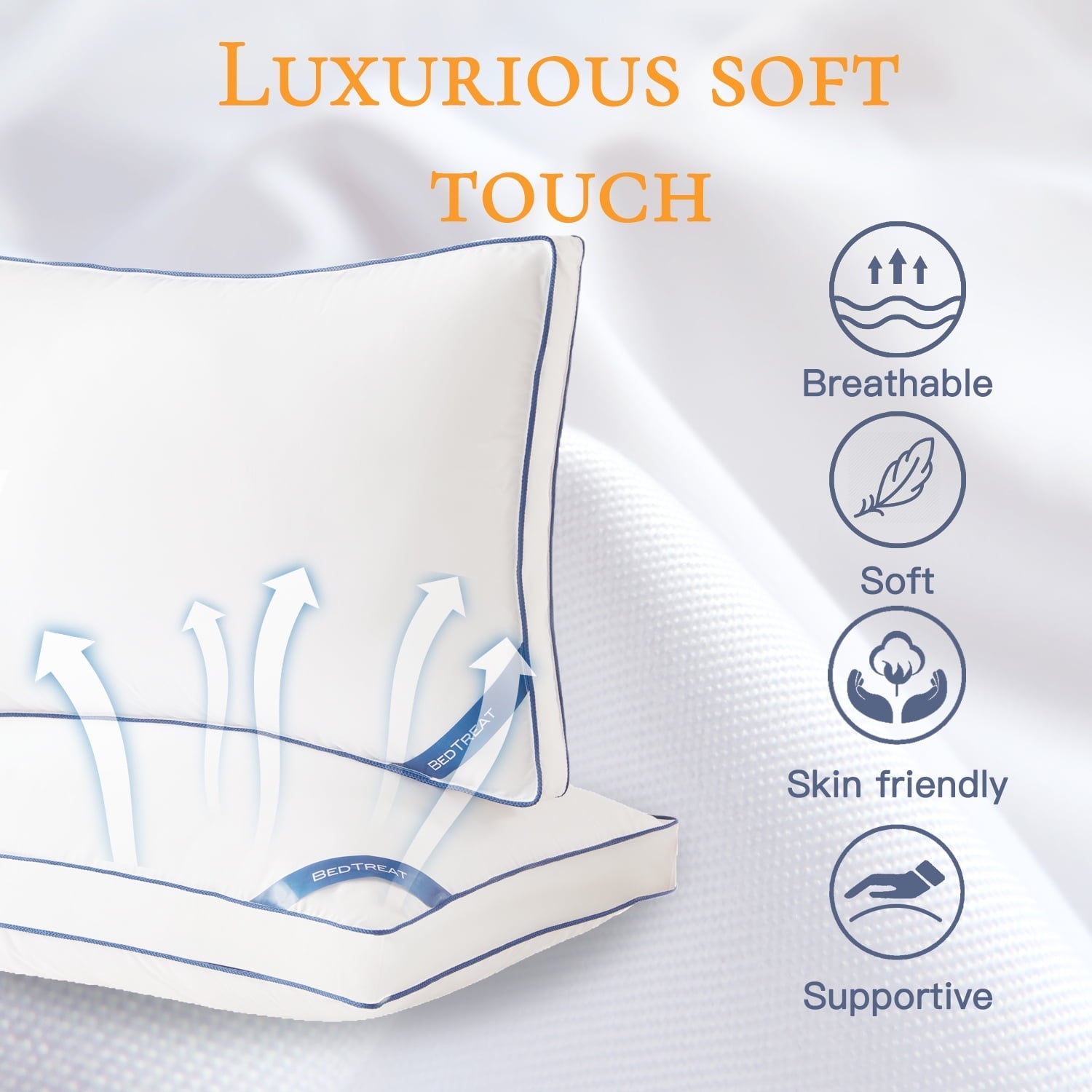Hotel Collection Goose Down Feather Pillows Queen Size Set of 2, Luxury Soft Hotel Quality pillows for Sleeping, Organic Cotton Cover ... - Ergonomic Memory Foam Pillow for Neck Pain Support Detail