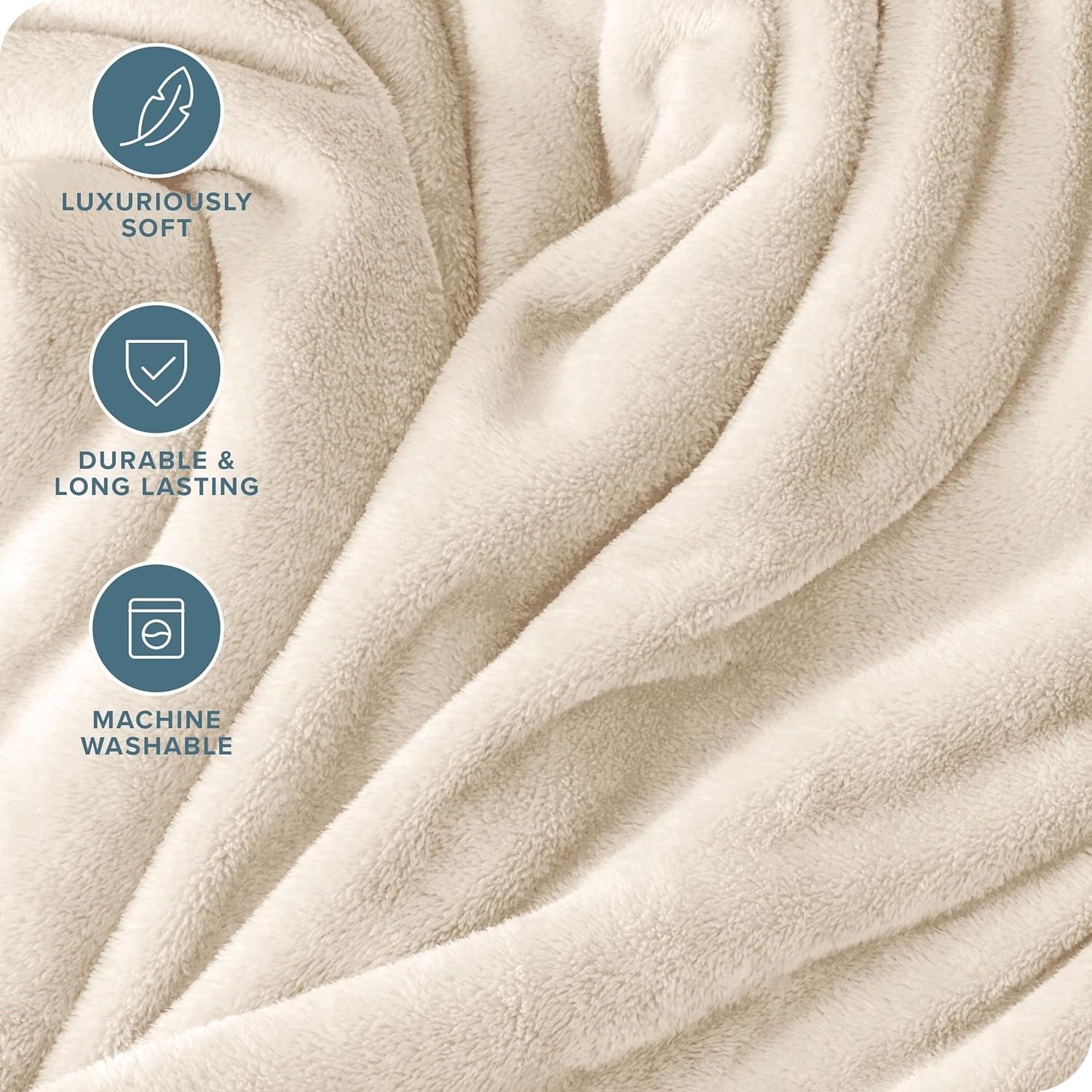 Super Soft Flannel Throw Blanket for Couch, Ultra Soft Cream White Throws for Travel Camping Sofa Bed, Lightweight Cozy Bed Blanket for ... - Super Soft Reversible Sherpa Flannel Blanket Detail