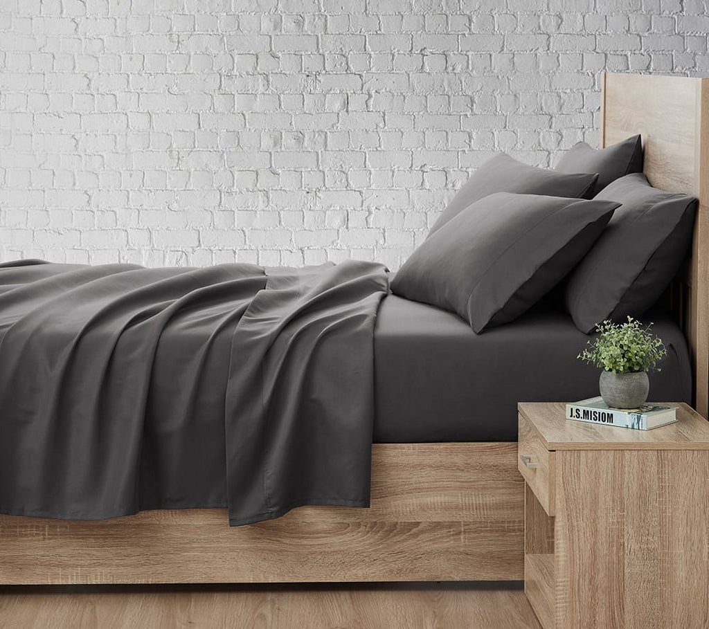 Wrinkle-Resistant So Soft 3-Piece Dark Gray Sheet Set, Twin - Cooling Hotel Quality Bedding Sheets and Pillowcases Detail