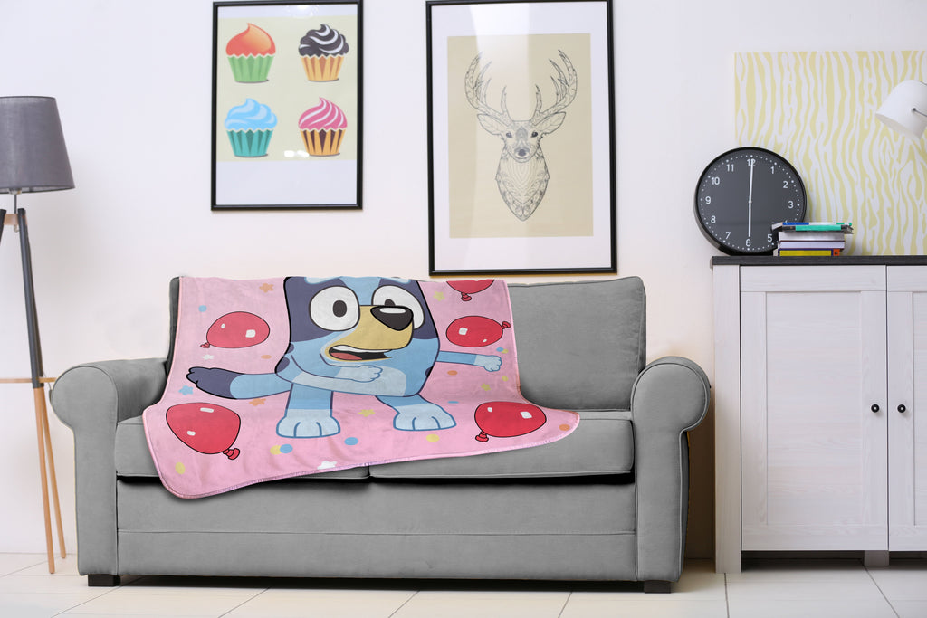 Super Soft Flannel Balloon Party 46" x 60" Throw Blanket, Kids, Pink, Microfiber - Cozy Fleece Throw Blanket for Couch & Bed Detail