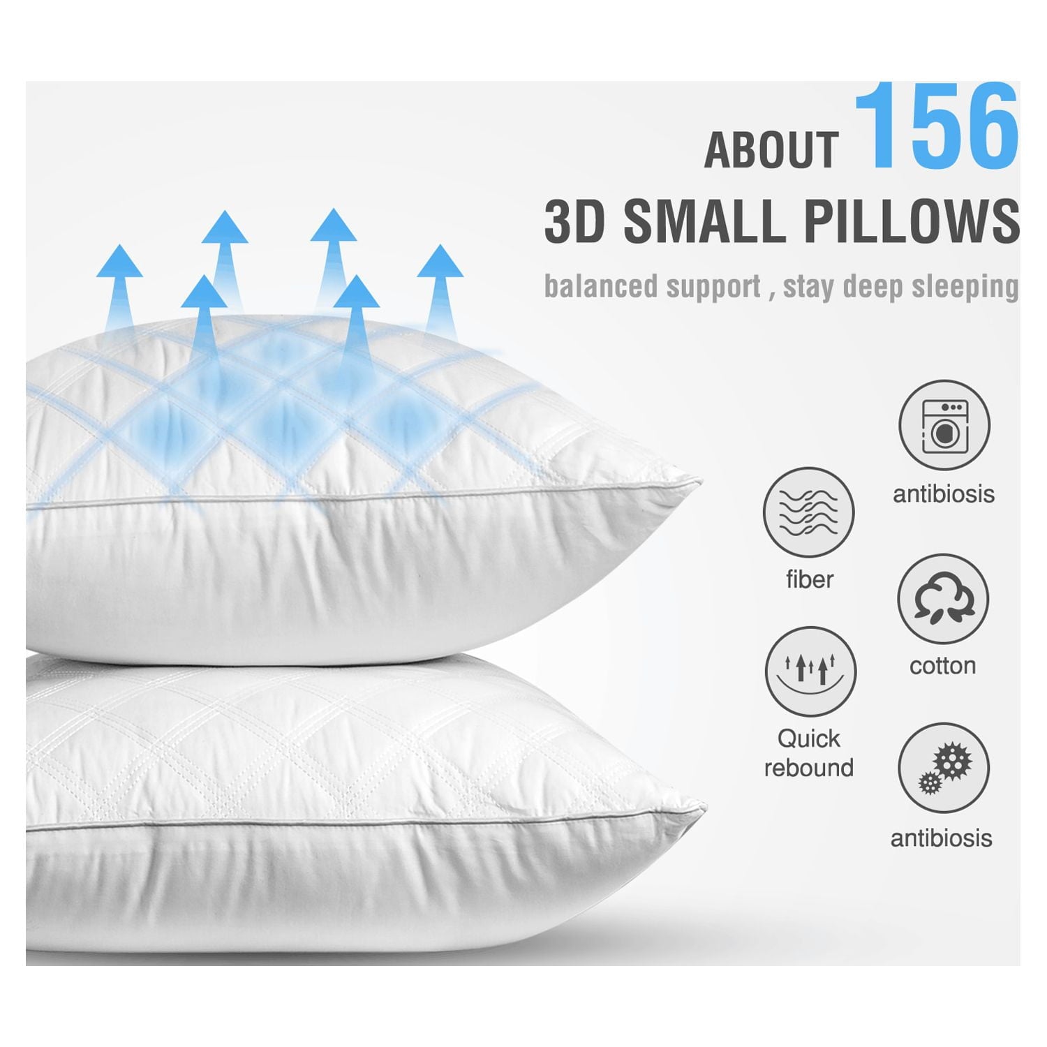 Orthopedic Support Bed Pillows Queen Size Set of 2 Pillows for Bed 2 Pack Cooling Hotel Collection Down Alternative Pillows 20 x 30 inches - Ergonomic Memory Foam Pillow for Neck Pain Support Detail