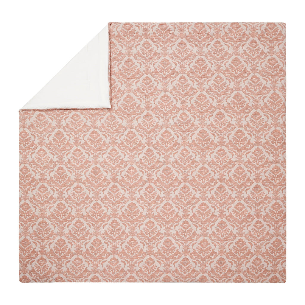 Luxurious Quilted Woven Damask 2-Piece Comforter Set, Blush, Full Queen, All Ages - All-Season Down Alternative Comforter Insert Detail