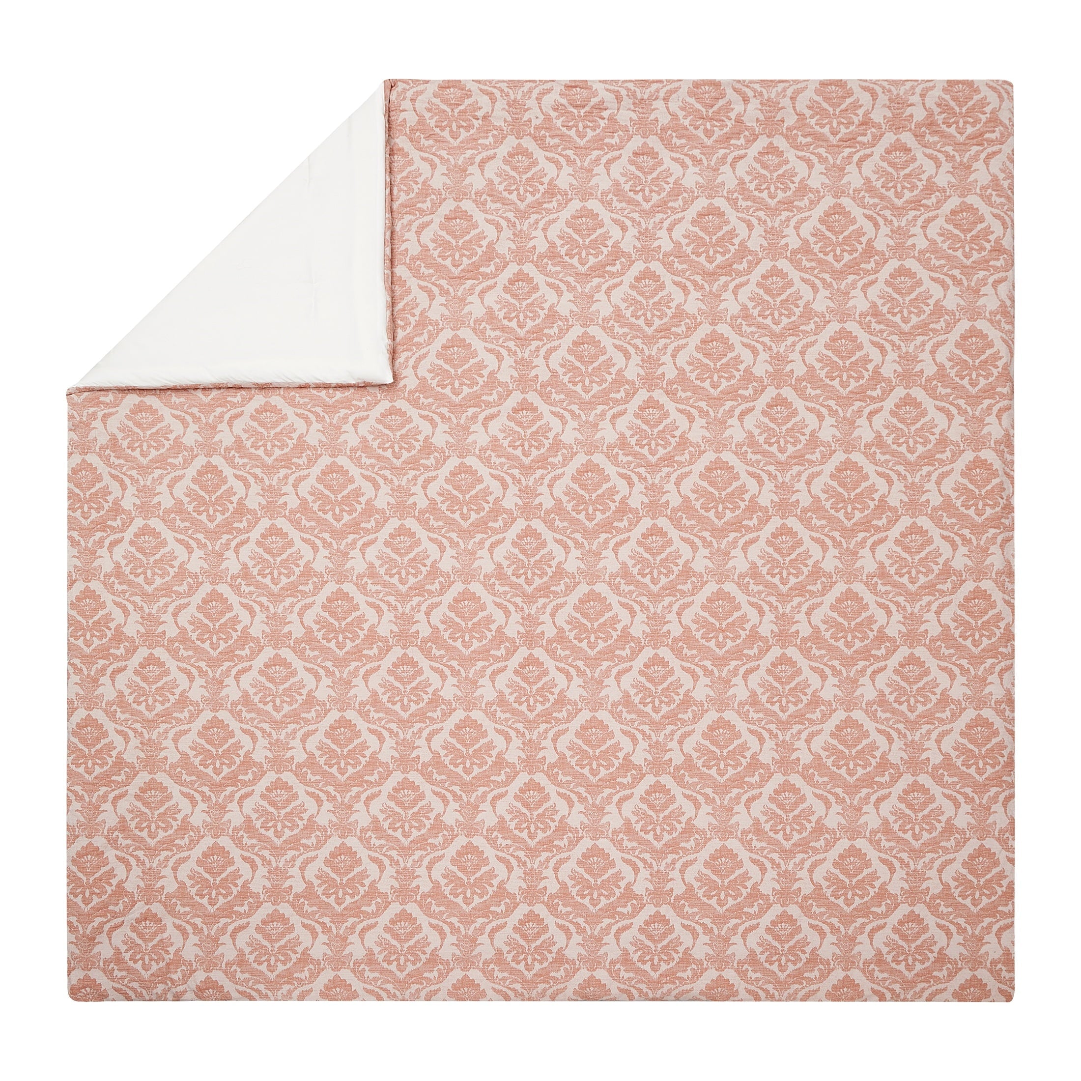 Luxurious Quilted Woven Damask 2-Piece Comforter Set, Blush, Full Queen, All Ages - All-Season Down Alternative Comforter Insert Detail