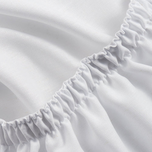 Cooling Sateen 4-Piece White Lyocell & Linen Blend Percale Bed Sheet Set, Queen - Luxury Bed Sheet Set with Deep Pockets Detail