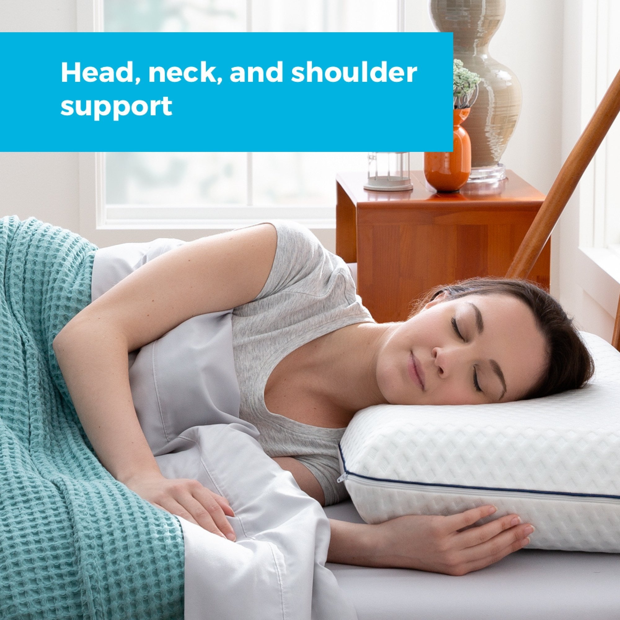 Orthopedic Support Medium Feel Standard Size Ventilated Gel Memory Foam Bed Pillow with Washable Cover and Temperature Regulating Infusion - Orthopedic Shredded Foam Bed Pillow Set Detail