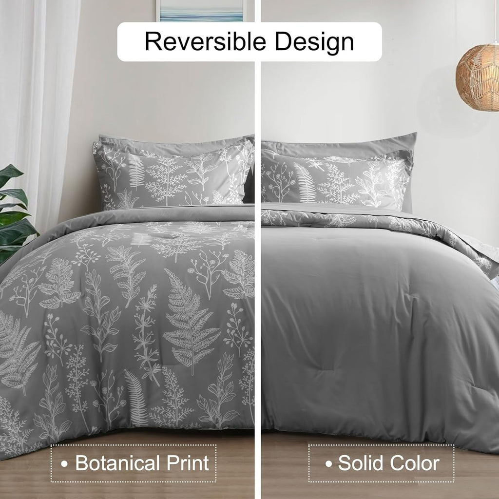 Hypoallergenic Cloud 7 Pieces Printed King Comforter Set, Lightweight Reversible Botanical Bedding Set Include Comforter, Pillow Shams, Fl... - All-Season Down Alternative Comforter Insert Detail
