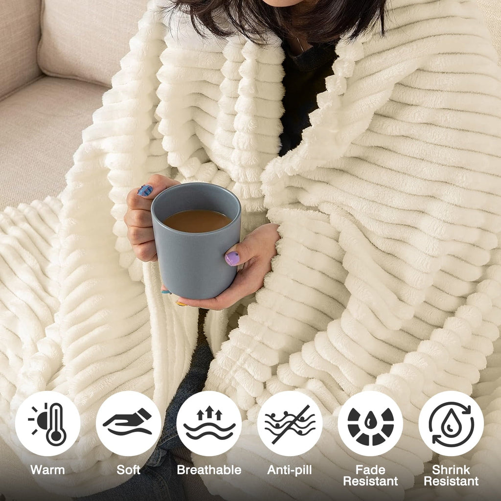 Lightweight Warm Extra Soft with Strip, Plush Fuzzy Cozy Bed s and s for Couch,Bed,Sofa,Lightweight and Versatile s for Office Bedroom... - Lightweight Plush Warm Blanket for All Seasons Detail