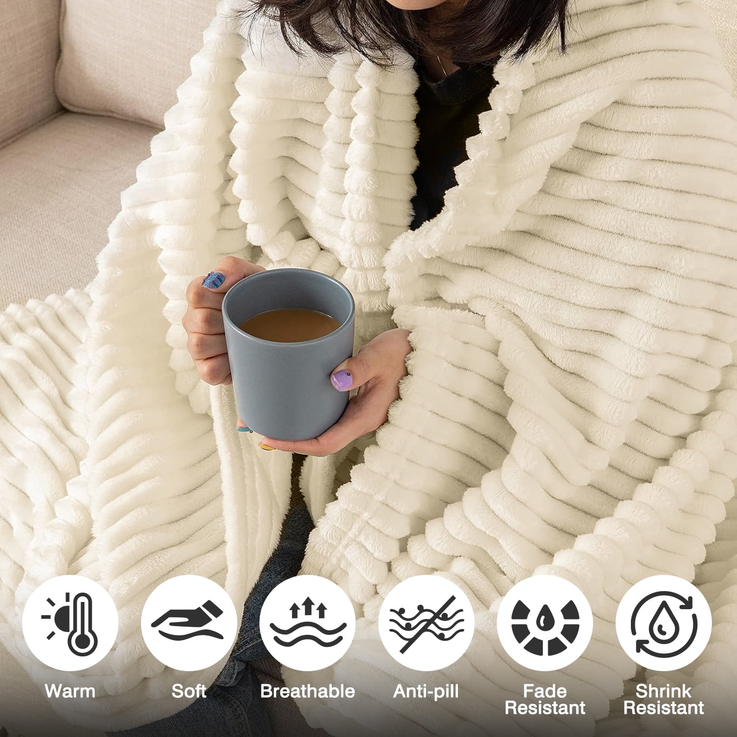 Lightweight Warm Extra Soft with Strip, Plush Fuzzy Cozy Bed s and s for Couch,Bed,Sofa,Lightweight and Versatile s for Office Bedroom... - Lightweight Plush Warm Blanket for All Seasons Detail