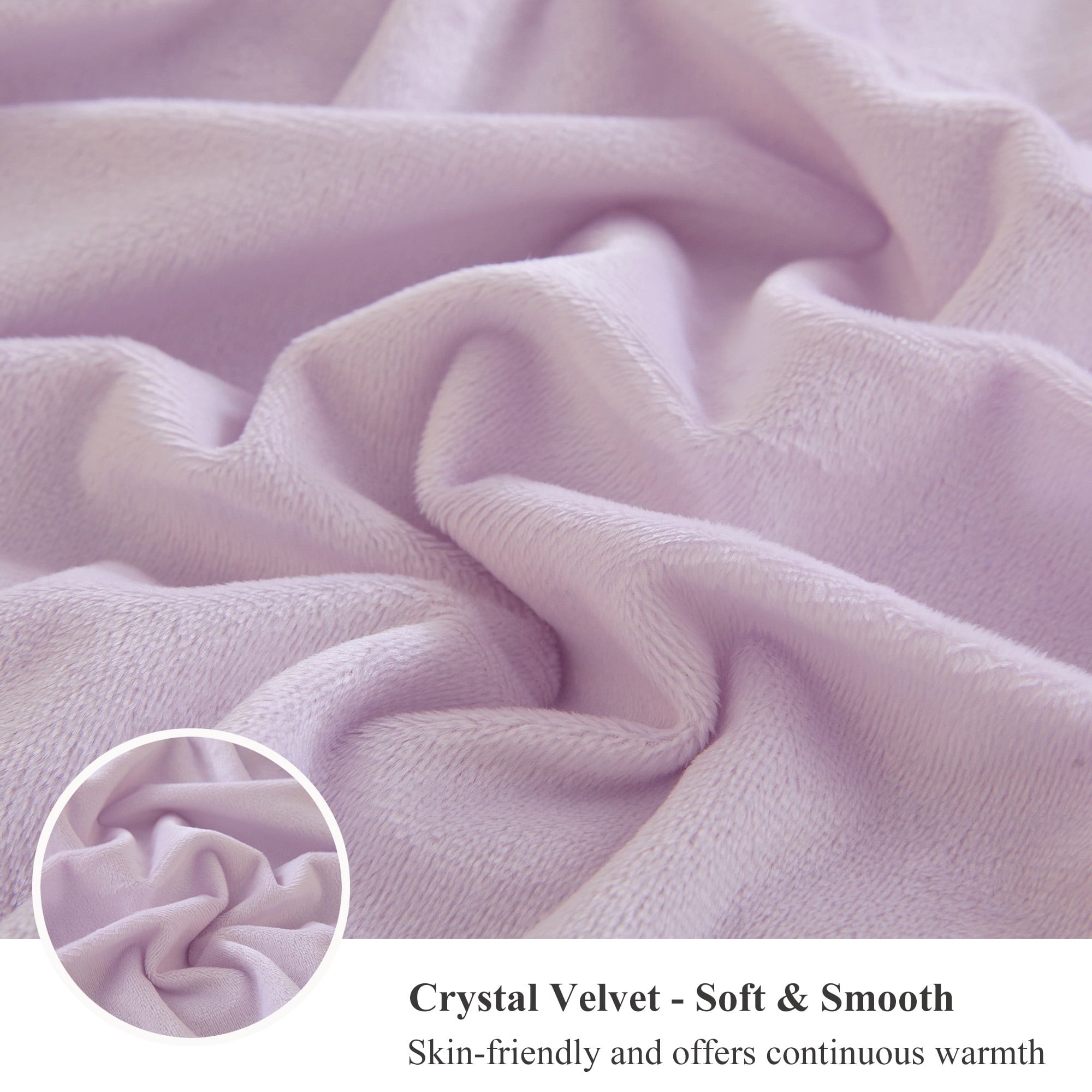 Lightweight Warm Fluffy Faux Rabbit Fur Throw, Cozy Wide Stripe Plush Fuzzy Blanket for Bed Couch Sofa Chair, Light Purple Shaggy Thro... - Cozy Fleece Throw Blanket for Couch & Bed Detail