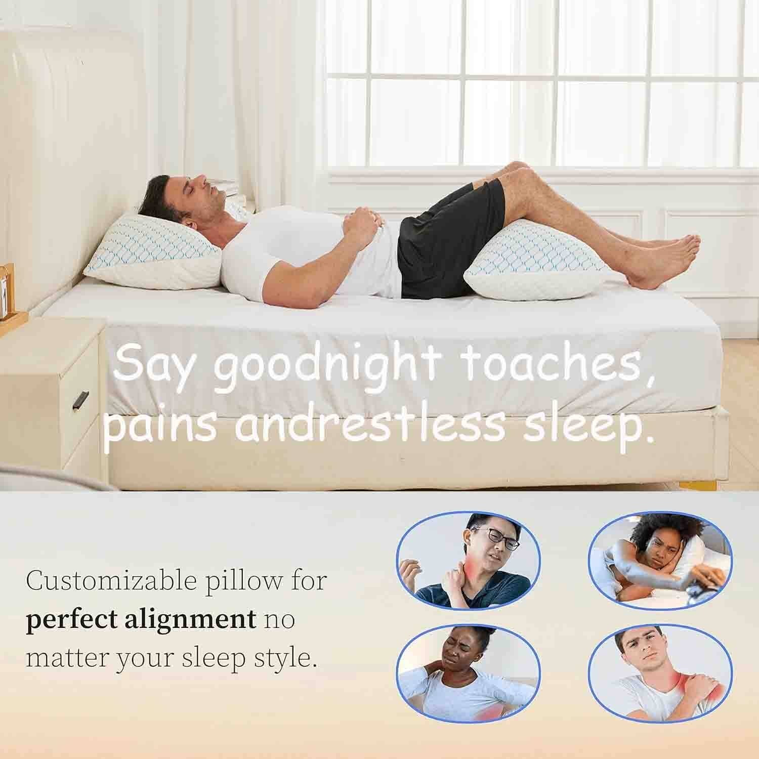 Orthopedic Support Pillows for Sleeping (2-Pack), Luxury Hotel Pillows Queen Size Set of 2,Bed Pillows for Side and Back Sleeper (Queen) - Hotel Quality Plush Sleeping Pillows Detail