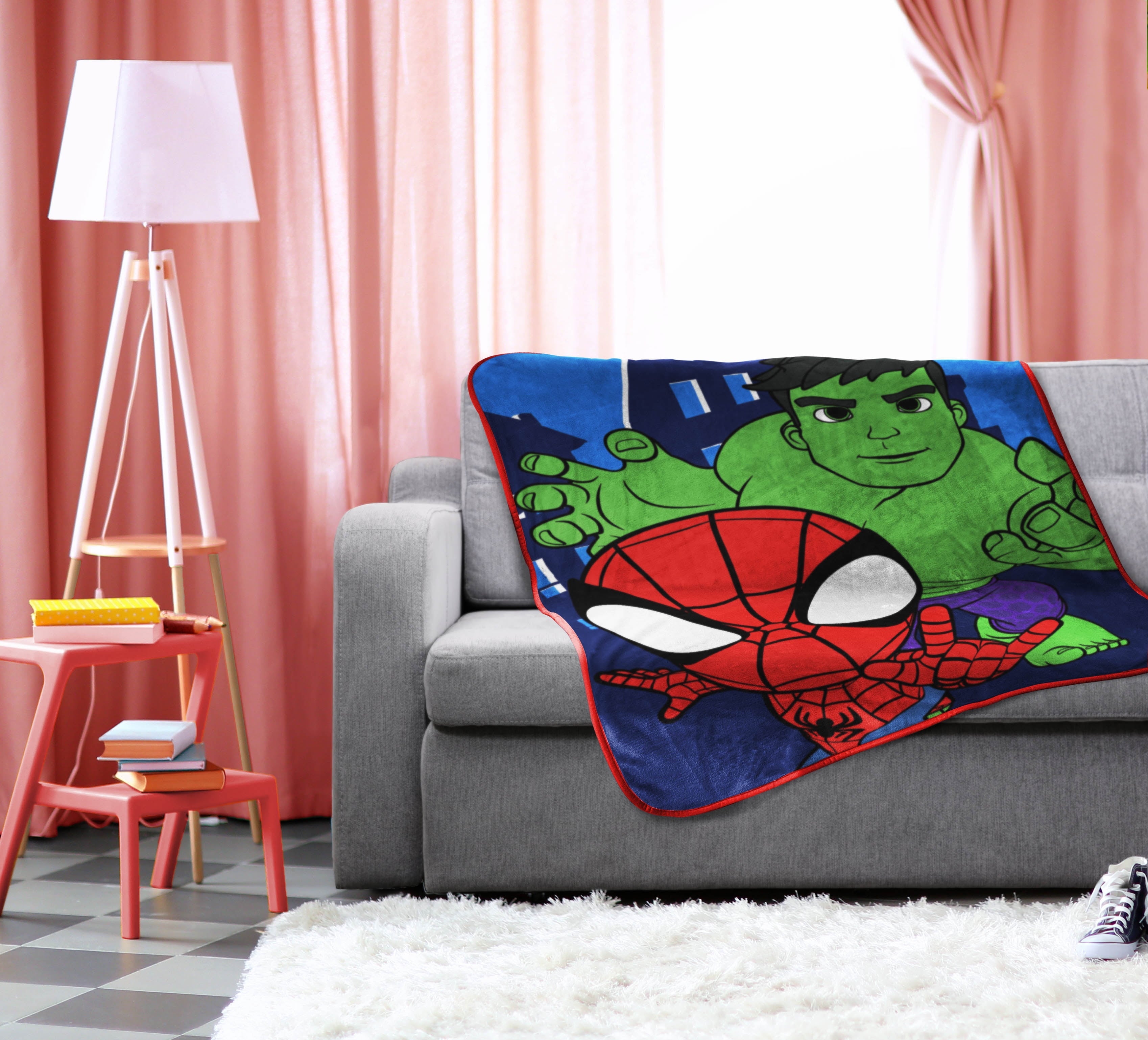 Super Soft Flannel Spidey & His Amazing Friends Kids Throw, 46 x 60, Microfiber, Blue, Marvel - Lightweight Plush Warm Blanket for All Seasons Detail