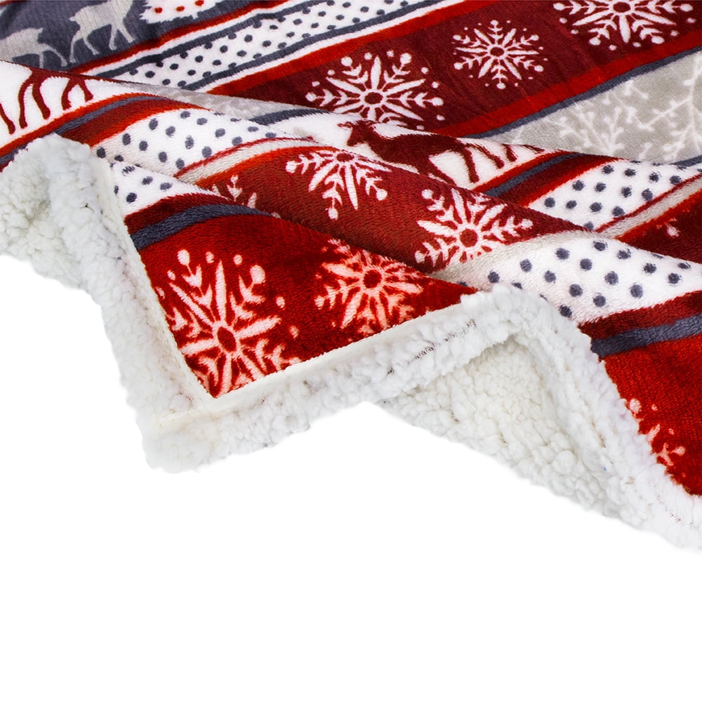 Cozy Fleece Premium Plush Sherpa Throw Christmas Blanket | Soft, Warm, Cozy, Reversible Microfiber Winter Cabin Throw | Plaid Hol... - Super Soft Reversible Sherpa Flannel Blanket Detail