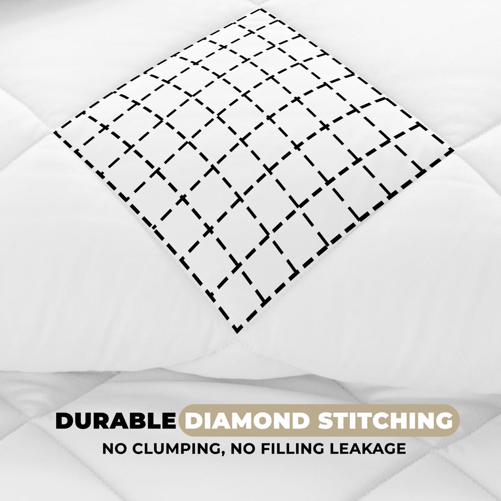 Fluffy Down Alternative Lux Decor All-Season Comforter Sets Twin Size 2 PC, Reversible Bedding Set with Diamond Quilted Design Comforter and ... - Luxurious Quilted Duvet Cover Set Detail