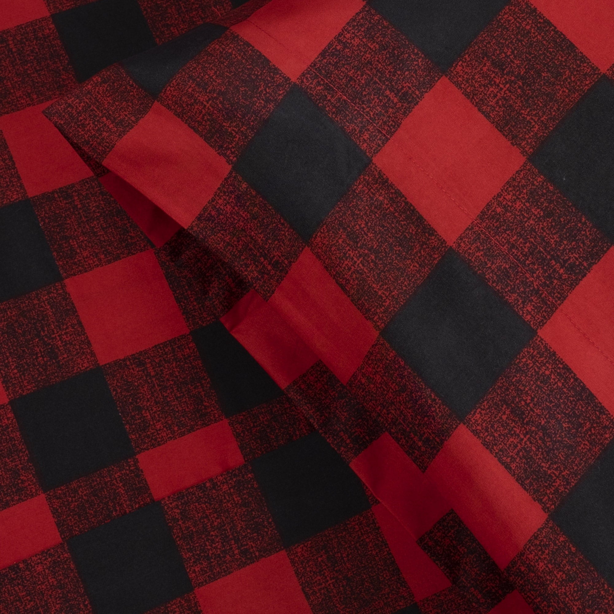 Ultra-Soft Buffalo Plaid Black and Red 4 Piece Bed Sheet Set - Twin - Luxury Bed Sheet Set with Deep Pockets Detail