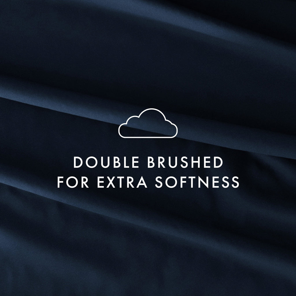 Premium Egyptian Cotton 4 Piece Solid Microfiber Bed Sheet Set, Navy, Queen - Breathable Egyptian Cotton Flat & Fitted Sheets Detail