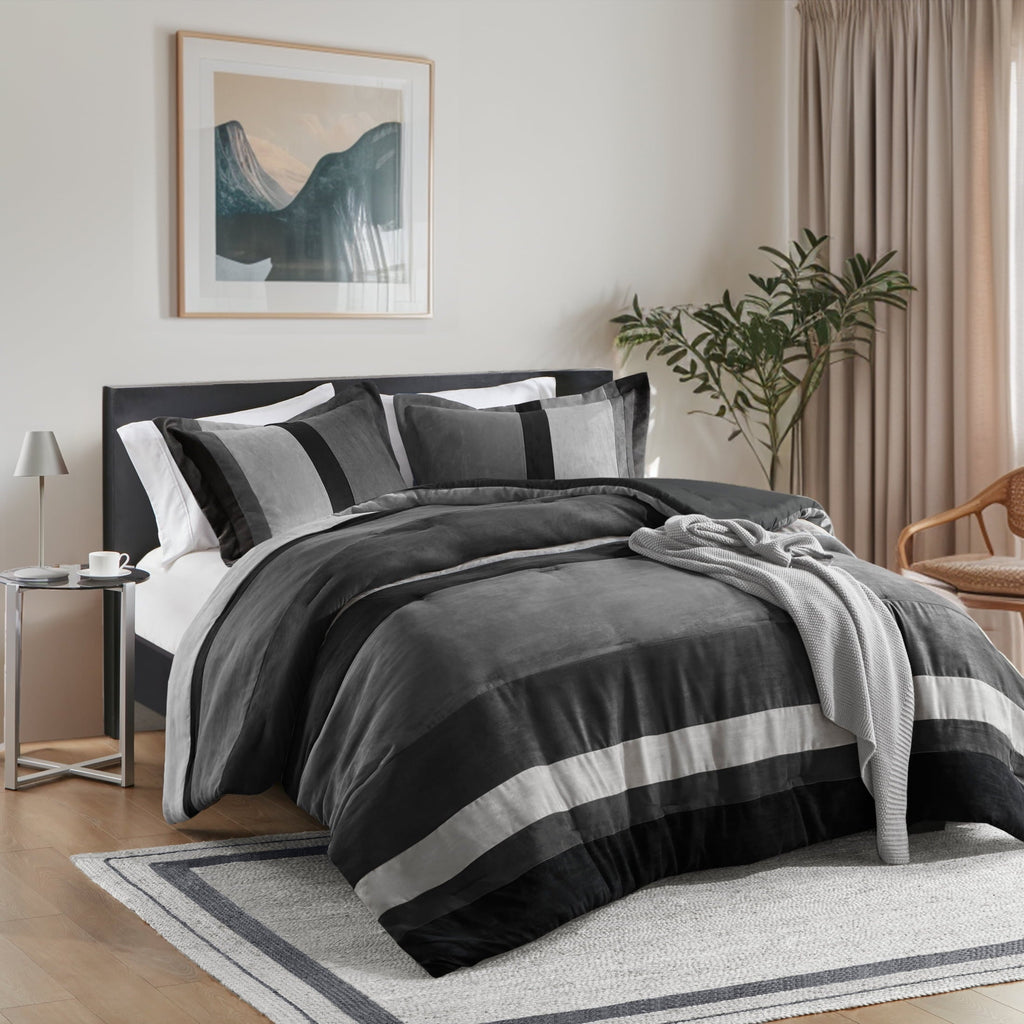 Heavyweight Warmth Twin/Twin XL Comforter Set Black, 2 Pieces Faux Suede Comforters Twin/Twin XL Size, Pieced Bedding Comforters Sets, C... - Luxurious Quilted Duvet Cover Set Detail