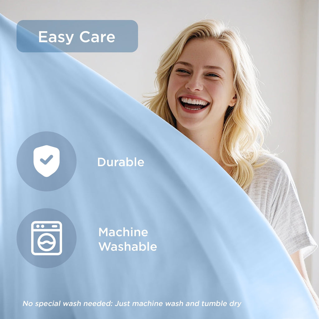 Ultra-Soft Full/QueenSize Sheet Set, 3 Piece Cooling Bed Sheet with Deep Pocket for Hot Sleepers, Ice Blue - Premium Ultra-Soft Pillowcase Pair for Sleeping Detail