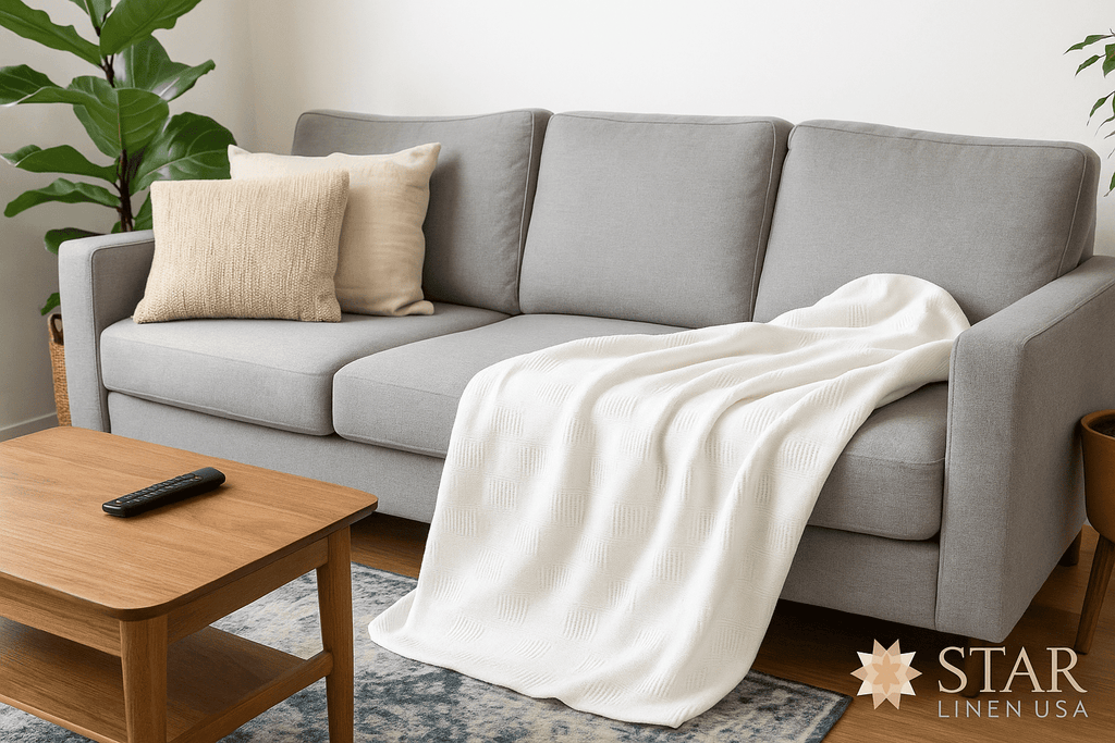 Super Soft Flannel Hospital Thermal Blanket Throw Snag Free | 100% Cotton | Twin 66"x90" | White (1) - Lightweight Plush Warm Blanket for All Seasons Detail