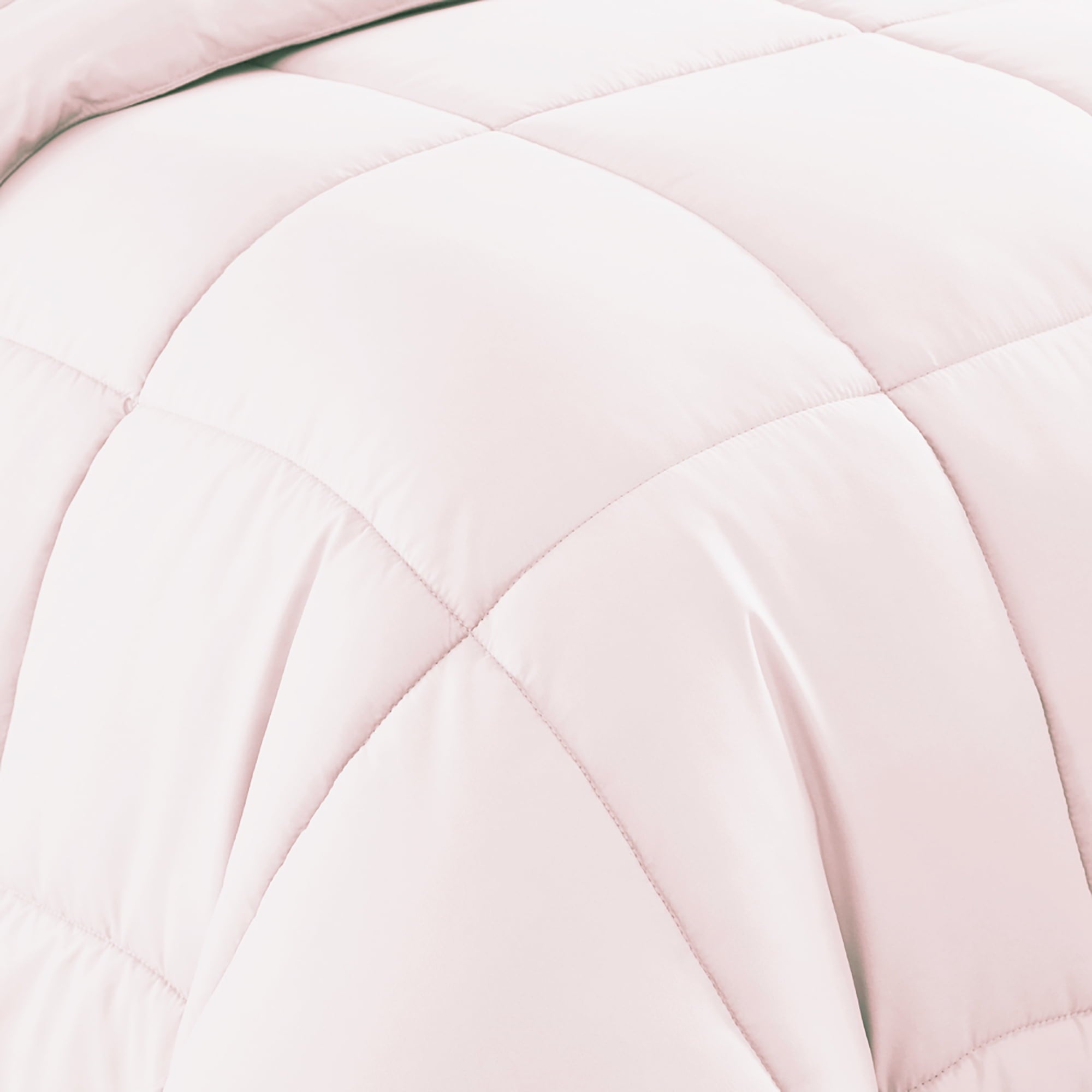 Heavyweight Warmth Supreme 7 Piece Bed-In-A-Bag All Season Solid Comforter & Sheet Set, Full, Pale Pink - Luxurious Quilted Duvet Cover Set Detail