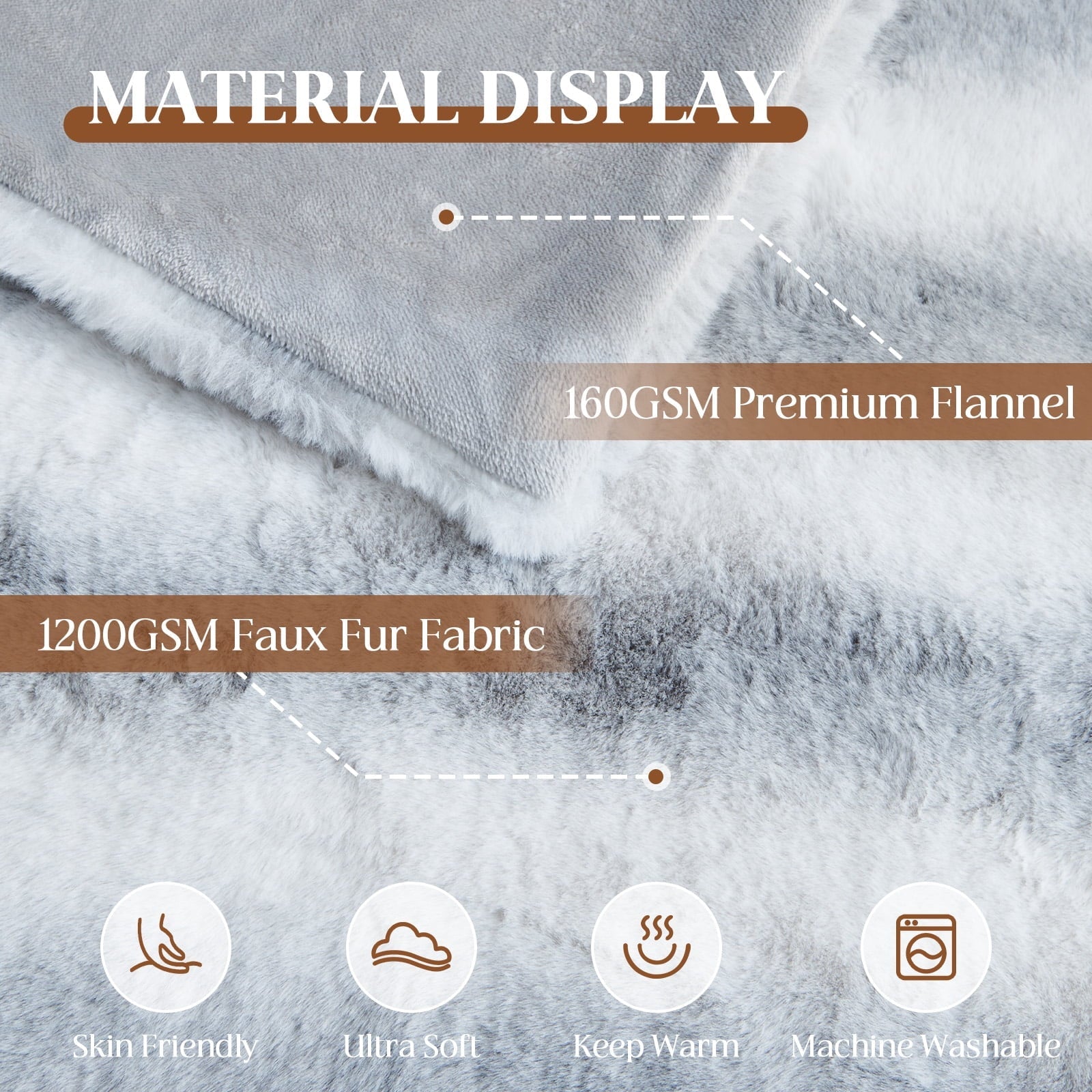 Decorative Knitted Luxury Faux Fur Throw Blanket for Bed Super Thick Warm Fuzzy Blankets for Bedroom Living Room, 60" x 80", White - Cozy Fleece Throw Blanket for Couch & Bed Detail