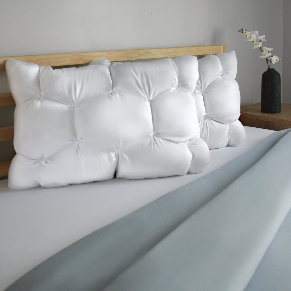 Decorative Plump Down Alternative Cloud Luxe Bed Pillows, Standard/Queen - Adaptive Huggable Core (2 Pack) - Ergonomic Memory Foam Pillow for Neck Pain Support Detail