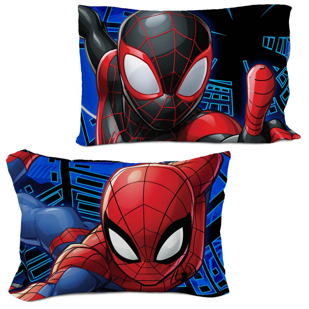 Fluffy Down Alternative Spiderman Techno City Kids 2 Piece Blue Reversible Comforter and Pillowcase Set, Twin/Full - All-Season Down Alternative Comforter Insert Detail