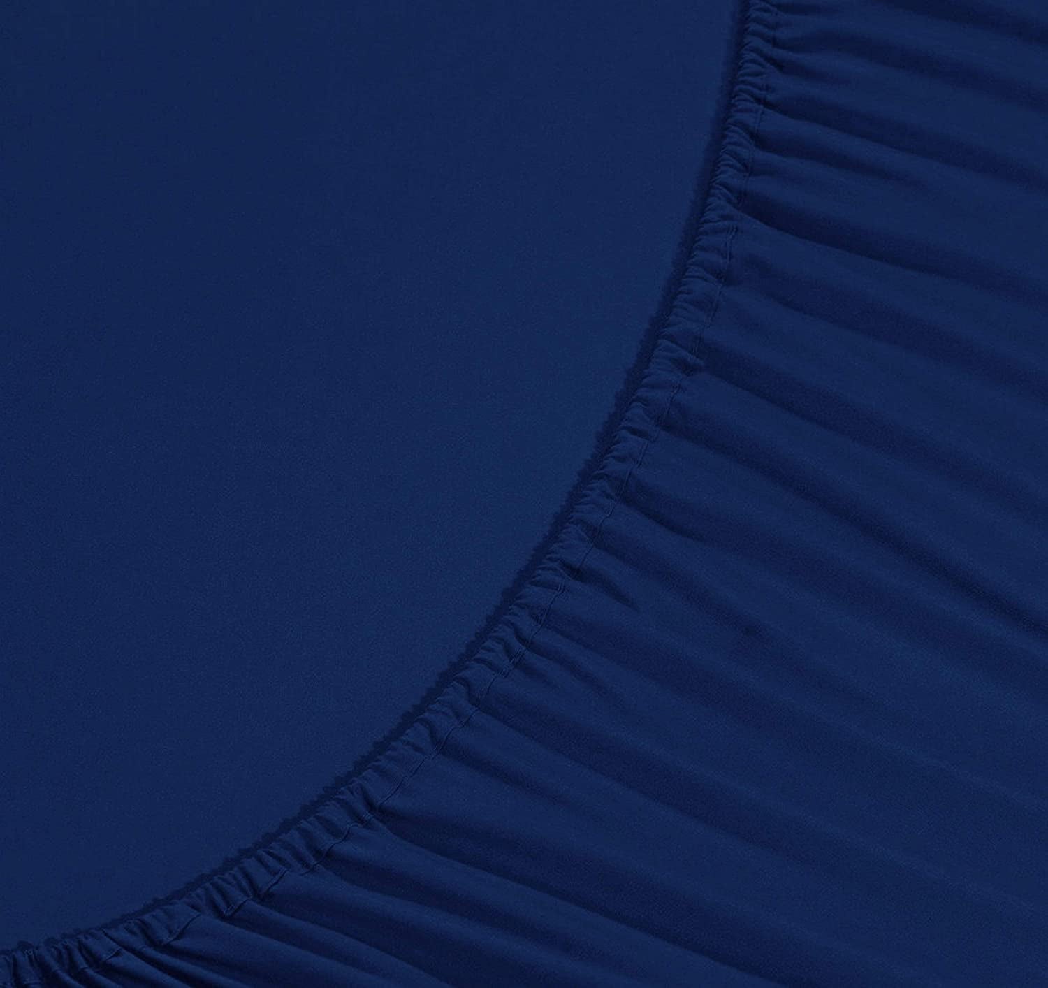 Ultra-Soft 4-Piece Microfiber Bed Sheet Set, Soft & Breathable, Wrinkle & Fade Resistant, Deep Pocket, Queen, Navy Blue - Breathable Egyptian Cotton Flat & Fitted Sheets Detail