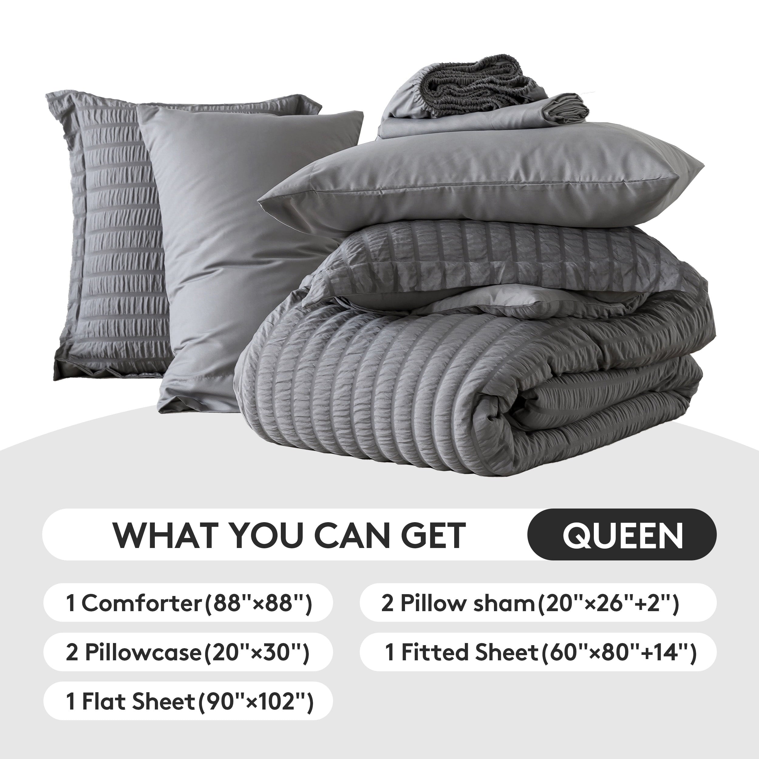 Heavyweight Warmth 7 Piece Queen Comforter Set, Bed in a Bag with Sheets, Pillowcases & Shams, All Season Soft Bedding, Cozy and Lightwe... - Cloud-Like Soft Lightweight Bed Comforter Detail