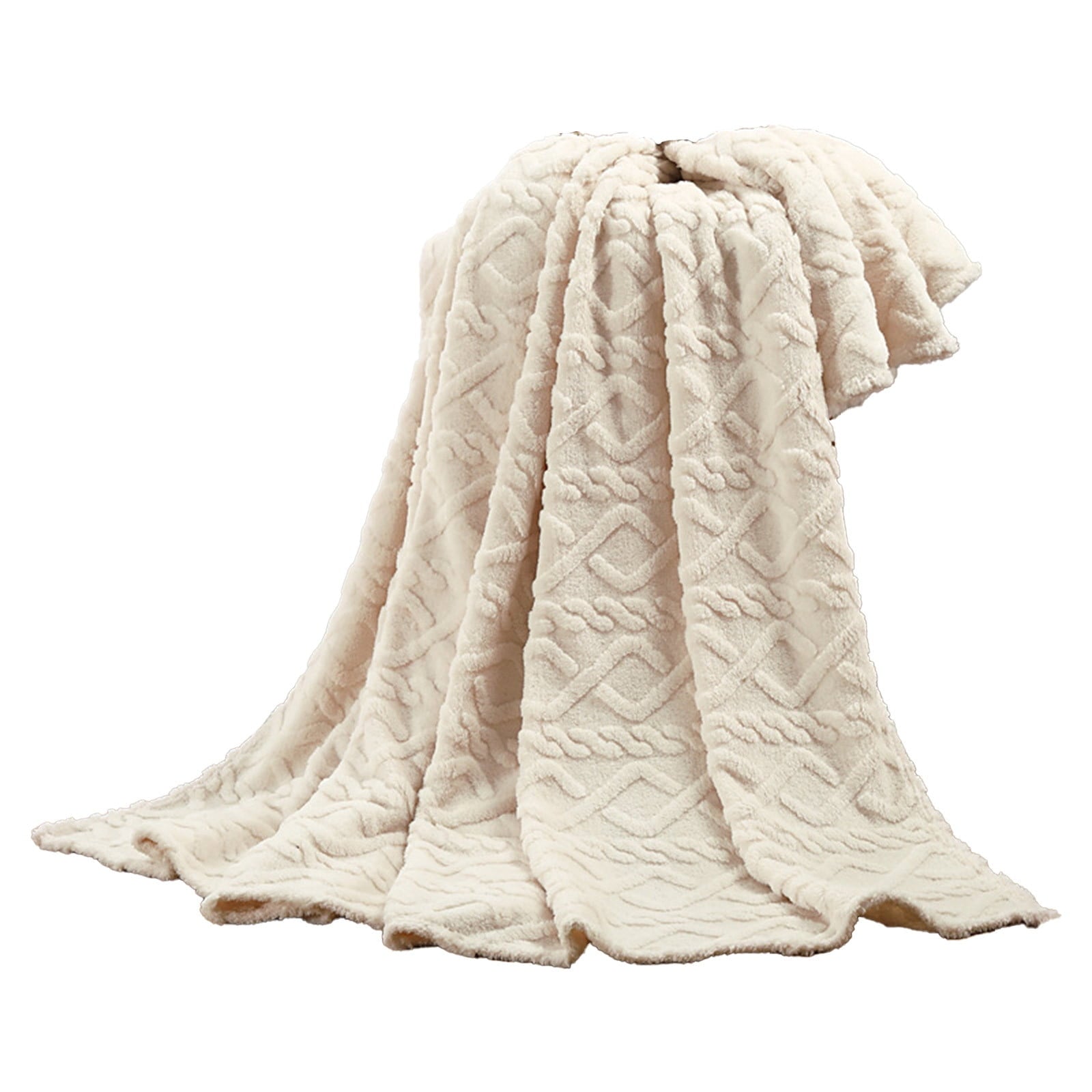 Lightweight Warm Clearance Under $5 Throw Blanket, Super Soft Warm Solid Color Thicken Flannel Blankets, Microfiber Machine Washable f... - Super Soft Reversible Sherpa Flannel Blanket Detail