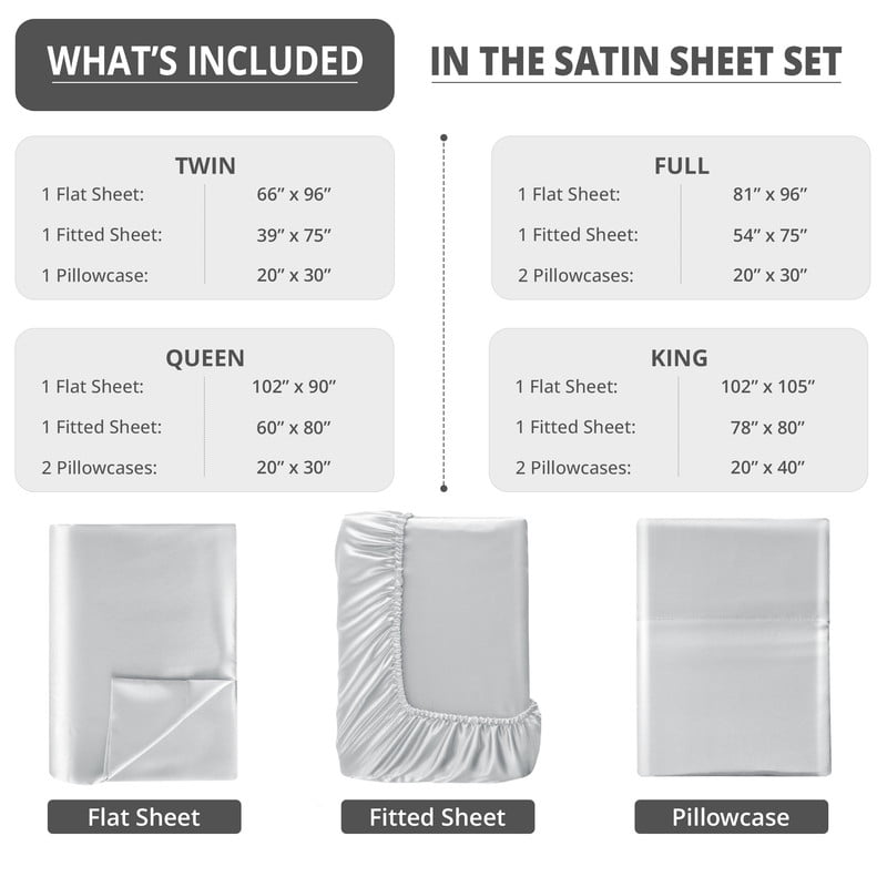Wrinkle-Resistant Lux Decor Luxury Satin Sheets King Size - 4 Piece Cooling Bed Sheet Set, Silky Soft & Smooth, Deep Pockets up to 15",... - Breathable Egyptian Cotton Flat & Fitted Sheets Detail