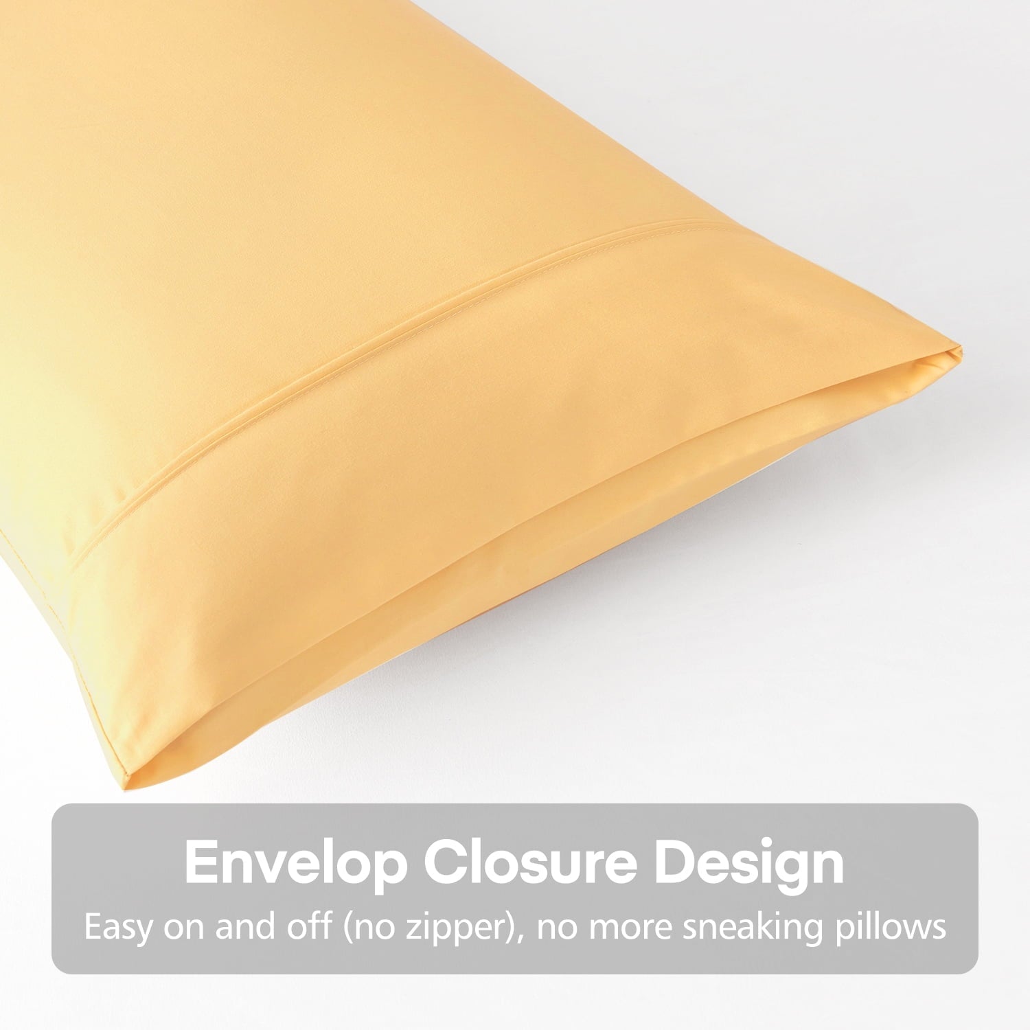 Decorative Plump Solid Print Pillow Cases, King, Beige, 2-Pieces - Decorative Throw Pillow Cushion for Sofa & Bed Detail