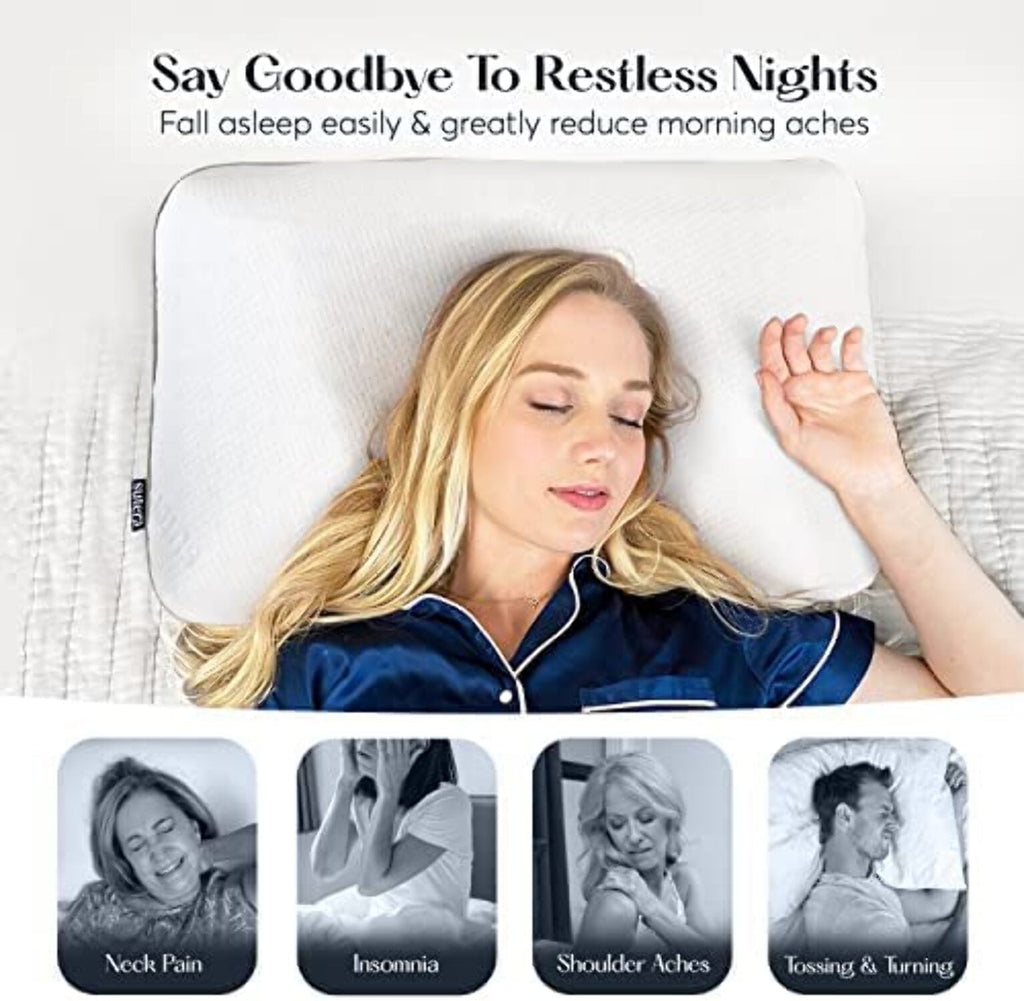 Ergonomic Memory Foam Plush Zen Bed Pillow, Lavender Scented Cooling Adaptive Memory Foam Queen - Hotel Quality Plush Sleeping Pillows Detail