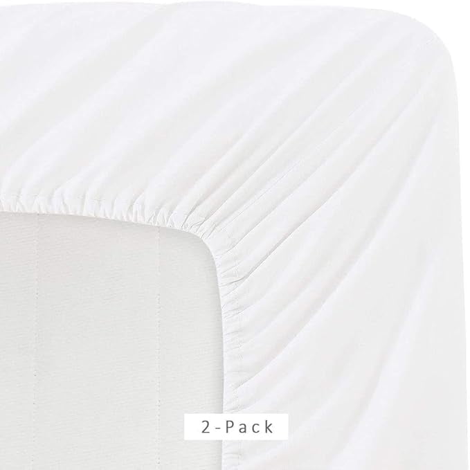 Wrinkle-Resistant Jersey Knit Microfiber 2 Twin XL Fitted Bottom Bed Sheets (2-Pack) 1800 Ultra Soft - Hypoallergenic - 15" Deep Pocket... - Breathable Egyptian Cotton Flat & Fitted Sheets Detail