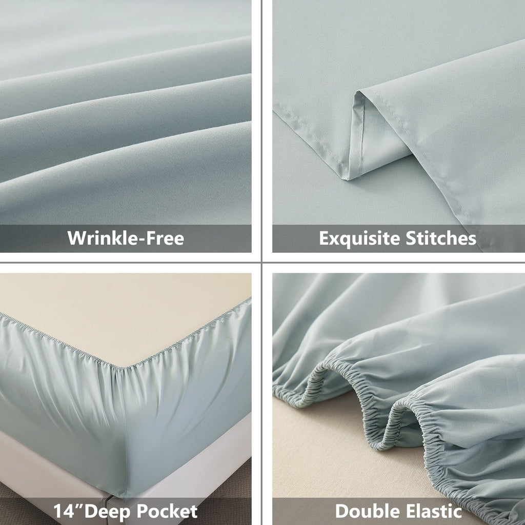 Ultra-Soft Sheets Set 4 Piece Queen/Full Size Sheet Set, Soft & Lightweight And Breathable ding Set, Fitted Sheet, Flat Sheet & ... - Cooling Hotel Quality Bedding Sheets and Pillowcases Detail