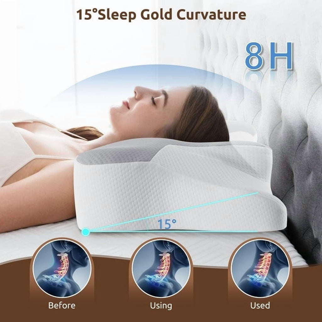 Ergonomic Memory Foam Cervical Pillow for Sleeping Memory Foam Neck Pain Relief Contour Orthopedic Ergonomic Pillows for Women Side Sleeper... - Hotel Quality Plush Sleeping Pillows Detail
