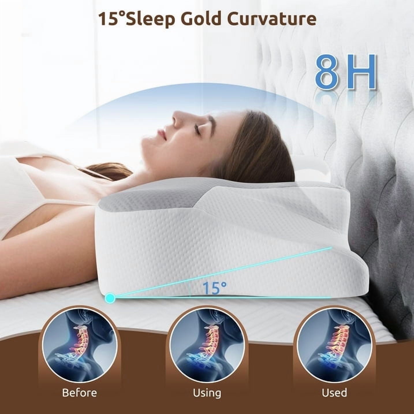 Ergonomic Memory Foam Cervical Pillow for Sleeping Memory Foam Neck Pain Relief Contour Orthopedic Ergonomic Pillows for Women Side Sleeper... - Hotel Quality Plush Sleeping Pillows Detail