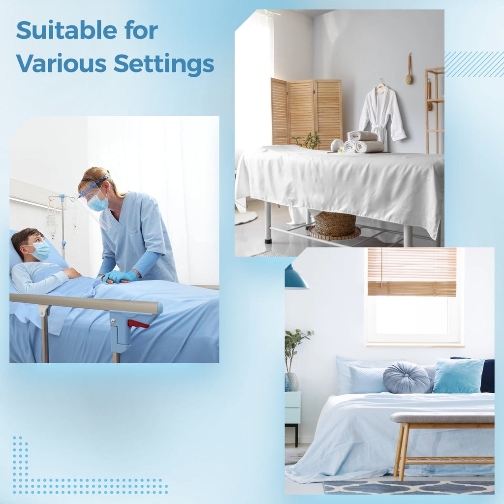 Wrinkle-Resistant 6 Pcs Hospital Bed Sheets Set, Includes 2 Fitted Sheet 84x36x14", 2 Flat Sheets 104x59", 2 Pillowcases 19x29", Soft B... - Cooling Hotel Quality Bedding Sheets and Pillowcases Detail