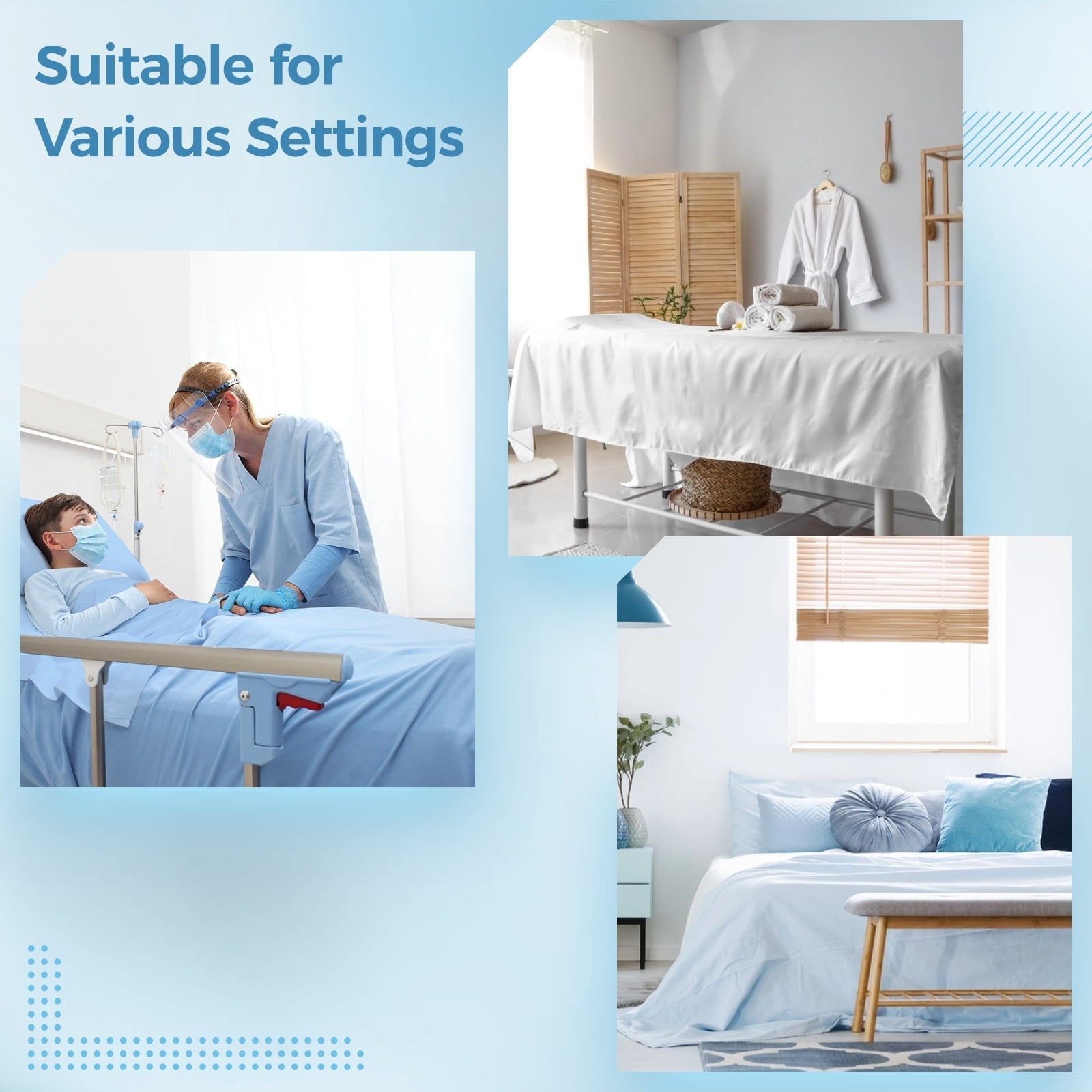Wrinkle-Resistant 6 Pcs Hospital Bed Sheets Set, Includes 2 Fitted Sheet 84x36x14", 2 Flat Sheets 104x59", 2 Pillowcases 19x29", Soft B... - Cooling Hotel Quality Bedding Sheets and Pillowcases Detail