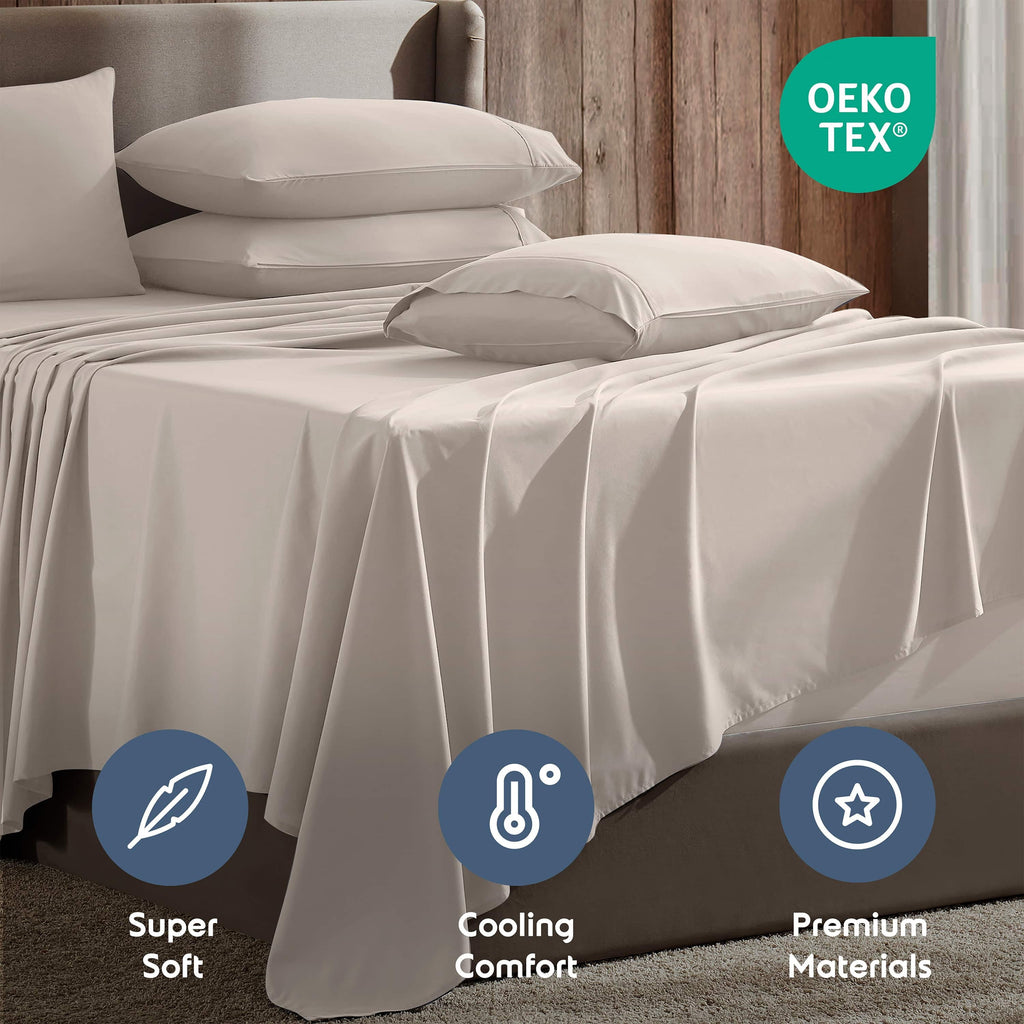 Ultra-Soft Extra Deep Pocket Queen Sheets set, Fits 18"-24" Mattress, 6 Piece Soft Microfiber Bed Sheet Sets, Linen - Premium Ultra-Soft Pillowcase Pair for Sleeping Detail